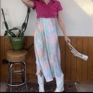 Pastel flower vintage designer maxi slip dress!